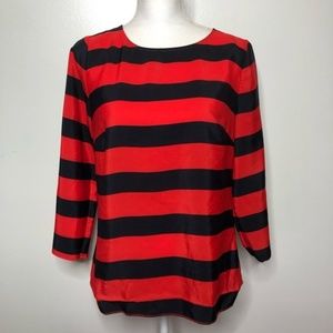 J Crew Navy Blue Red striped Top shirt blouse